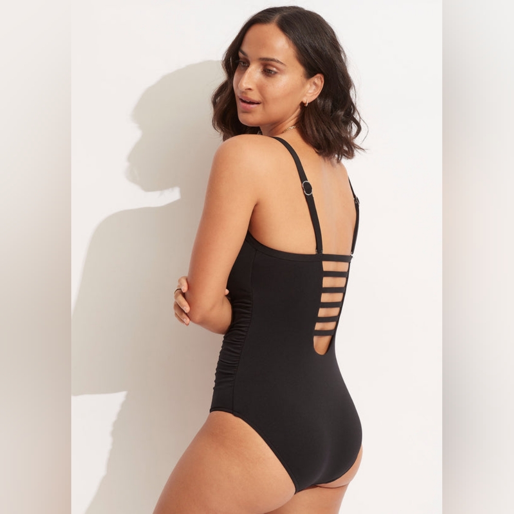 Seafolly Black Strappy Back One Piece Swimsuit